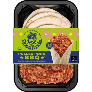 ROSALINDA Pulled pork BBQ with pork knuckle, onions and BBQ sauce tray 222 g ready in 1.5 minutes