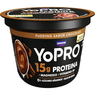 DANONE YOPRO pudding con proteínas sabor chocolate 0% azúcares añadidos bajo en grasa envase 150 g