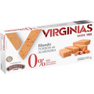VIRGINIAS 0% turrón blando de almendras sin azúcares añadidos Calidad Suprema tableta 200 g