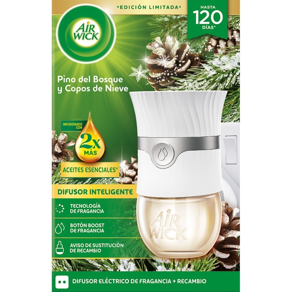 Elektrischer Lufterfrischer intelligenter Diffusor Waldkiefer und Schneeflocken Apparat + Nachfüllpackung mit ätherischen Ölen