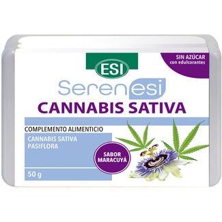 ESI Serenesi complemento alimenticio a base de Cannabis Sativa Pasiflora sabor maracuyá caja 50 g pastillas blandas sin azúcar