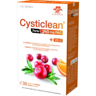 CYSTICLEAN complemento alimenticio a base de concentrado de arándano rojo americano box 60 capsules