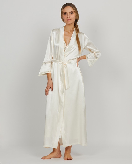 Bata de mujer lisa de manga larga