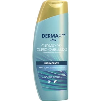 H&S DERMA X PRO champú anticaspa Hidratante con leche de coco, aloe activo y vitamina E frasco 300 ml para cuero cabelludo seco