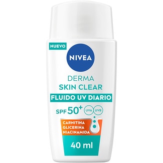 NIVEA Derma Skin Clear fluido UV diario SPF 50+ con carnitina, glicerina y niacinamida frasco 40 ml