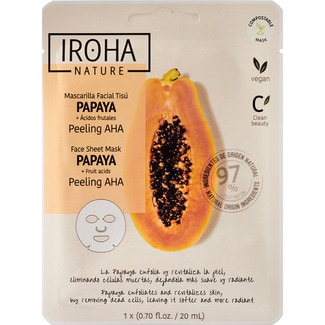 IROHA mascarilla facial Peeling AHA Papaya + ácidos frutales sobre 1 unidad