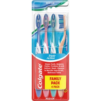 COLGATE cepillo dental Triple Accion medio blister 4 unidades