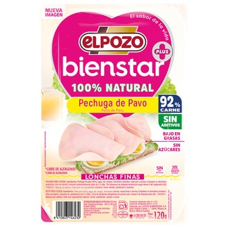 ELPOZO 100% natural thin-sliced turkey breast gluten-free and lactose-free container 120 g sugar-free