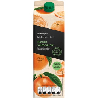 EL CORTE INGLES SELECTION Valencia Late 100 % Saft aus gepressten Orangen ohne Fruchtfleisch Karton 1 l