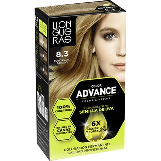 LLONGUERAS tinte Color Advance rubio claro dorado nº 8.3 caja 1 unidad coloración permanente