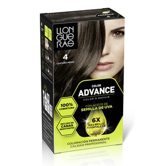 LLONGUERAS tinte Color Advance castaño medio nº 4 caja 1 unidad coloración permanente