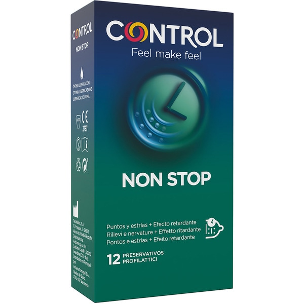 Non Stop condoms ribbed and dotted + delay effect box 12 units