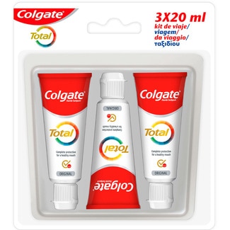 Colgate Pasta de Dentes Total Pack de Viagem Pack 3 embalagem 20 ml