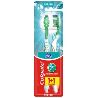 Colgate Escova de Dentes Max White Média Leve 2 Pague 1 embalagem 2 unidades