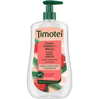TIMOTEI champú Fuerza y Brillo para cabello debilitado y quebradizo con aceite de ricino dosificador 600 ml