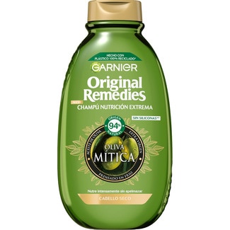 ORIGINAL REMEDIES champú Nutrición Extrema Oliva Mítica con aceite de oliva extra virgen frasco 400 ml para cabello seco