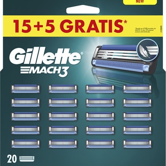 GILLETTE MACH3 recambio de maquinilla de afeitar Karton 15 Einheiten + 5 gratis