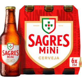 Sagres Cerveja pack 6 unidades embalagem 25 cl