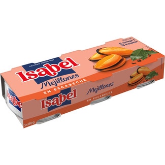 ISABEL mejillones en escabeche pack 3 lata 43 g neto escurrido