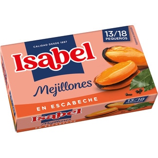ISABEL mejillones en escabeche 13-18 piezas lata 69 g neto escurrido