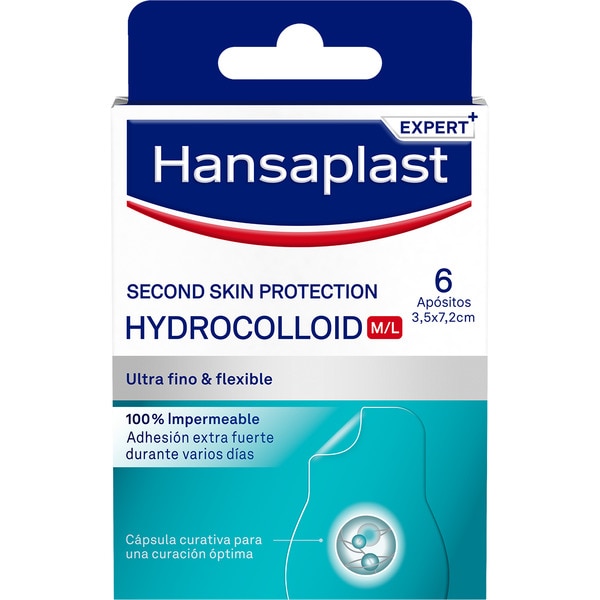 ultra-thin and sensitive hydrocolloid dressing M/L 3.5 x 7.2 cm with curative capsule box 6 units second skin