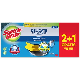 Scotch-Brite Esponja Salva-Unhas  Fibra Verde 2 + 1 Grátis embalagem 3 unidades