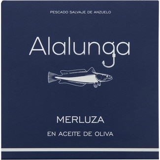ALALUNGA lomos de merliza europea en aceite de oliva lata 86 g neto escurrido