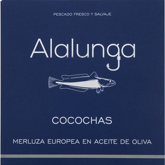 ALALUNGA cocochas de merluza europea en aceite de oliva lata 74 g neto escurrido