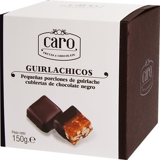 CARO Guirlachicos porciones de guirlache cubiertas de chocolate negro envase 150 g