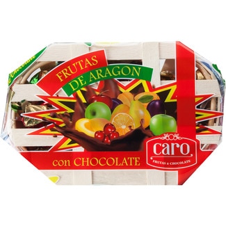 CARO frutas de Aragón con chocolate cesta 300 g