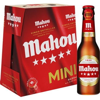 MAHOU 5 ESTRELLAS Helles Bier Original Mini-6er-Pack Flaschen 20 cl