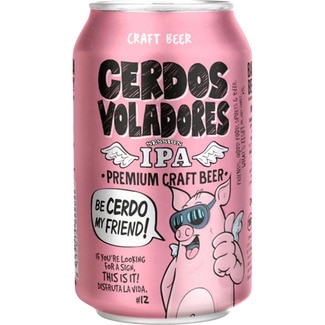 CERDOS VOLADORES cerveza rubia artesana de Cataluña Tipo IPA lata 33 cl