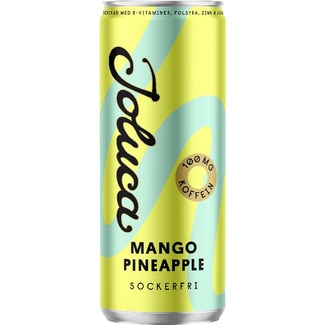 JOLUCA sugar-free mango and pineapple flavour energy drink with 100 mg caffeine tin 330 ml