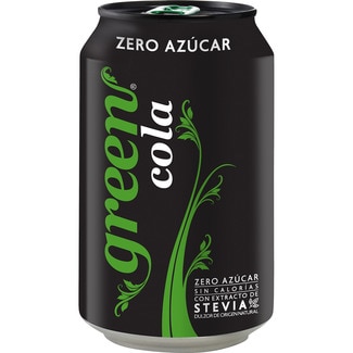 GREEN COLA refresco de cola con extracto de Stevia, 0% azúcar, 0% conservantes lata 33 cl