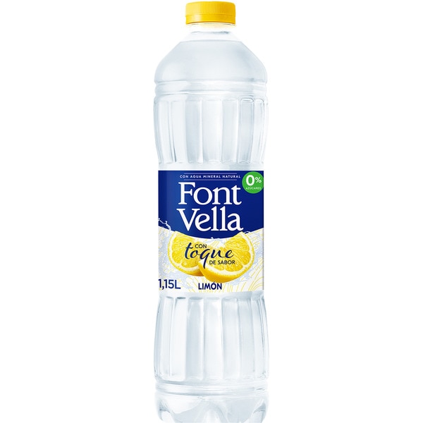 Natürliches Mineralwasser mit einem Hauch von Zitronengeschmack, zuckerfrei Flasche 1,15 l