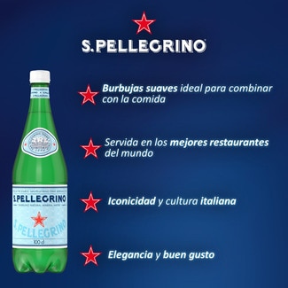 Agua mineral natural con gas botella 1 l - San Pellegrino
