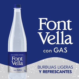 Agua mineral natural con gas botella 1 l - Font Vella