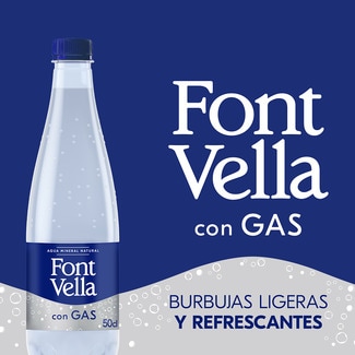 Agua mineral natural con gas botella 50 cl - Font Vella