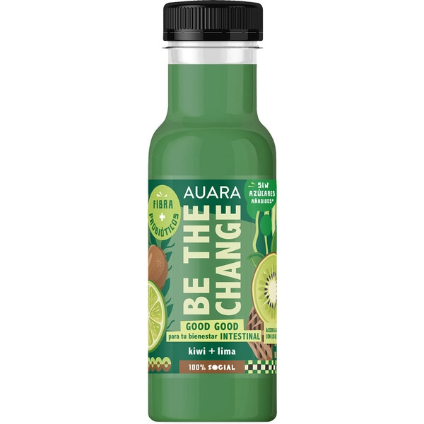 Be The Change zumo Bienestar Intestinal kiwi & lima fibra + probioticos Flasche 33 cl
