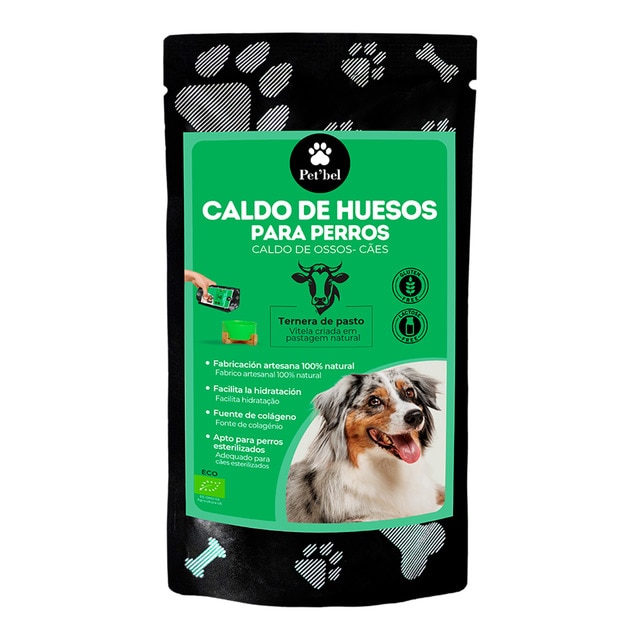 Pet Bel – Caldo de huesos de ternera ecológico para perros Pet Bel 230 ml.