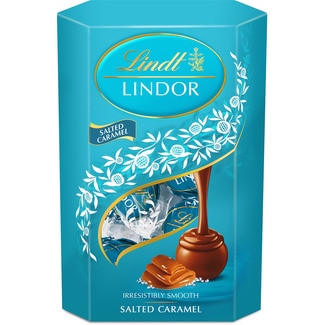 LINDT LINDOR Milchschokoladen- und salziges Karamell-Konfekt Karton 337 g