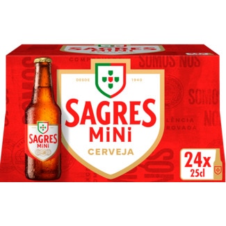 Sagres Cerveja Mini Pack 24 unidades embalagem 25 cl