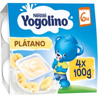 NESTLE YOGOLINO Banana dairy dessert, gluten-free ages 6+ months 4-pack tubs 100 g