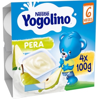 NESTLE YOGOLINO pear dairy dessert gluten-free ages 6+ months 4-pack tubs 100 g