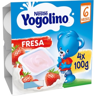 NESTLE YOGOLINO Strawberry dairy dessert, gluten-free ages 8+ months, 4-pack tubs 100 g