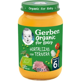 GERBER tarrito de hortalizas con ternera ecológico a partir de 6 meses envase 190 g
