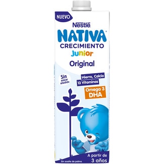 NESTLE NATIVA Crecimiento Junior preparado lácteo infantil original sin aceite de palma desde 3 años brik 1 l