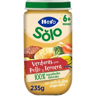HERO SOLO Jar of vegetables with chicken and beef for 6+ months, gluten-free container 235 g