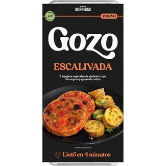 OBRADOR SORRIBAS Gozo Escalivada hamburguesas vegetarianas pimiento rojo, berenjena y queso de cabra 2 uds envase 160 g