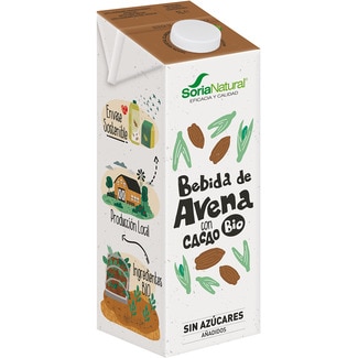 SORIA NATURAL Bio bebida de avena con cacao ecológica y sin azúcares añadidos brik 1 l